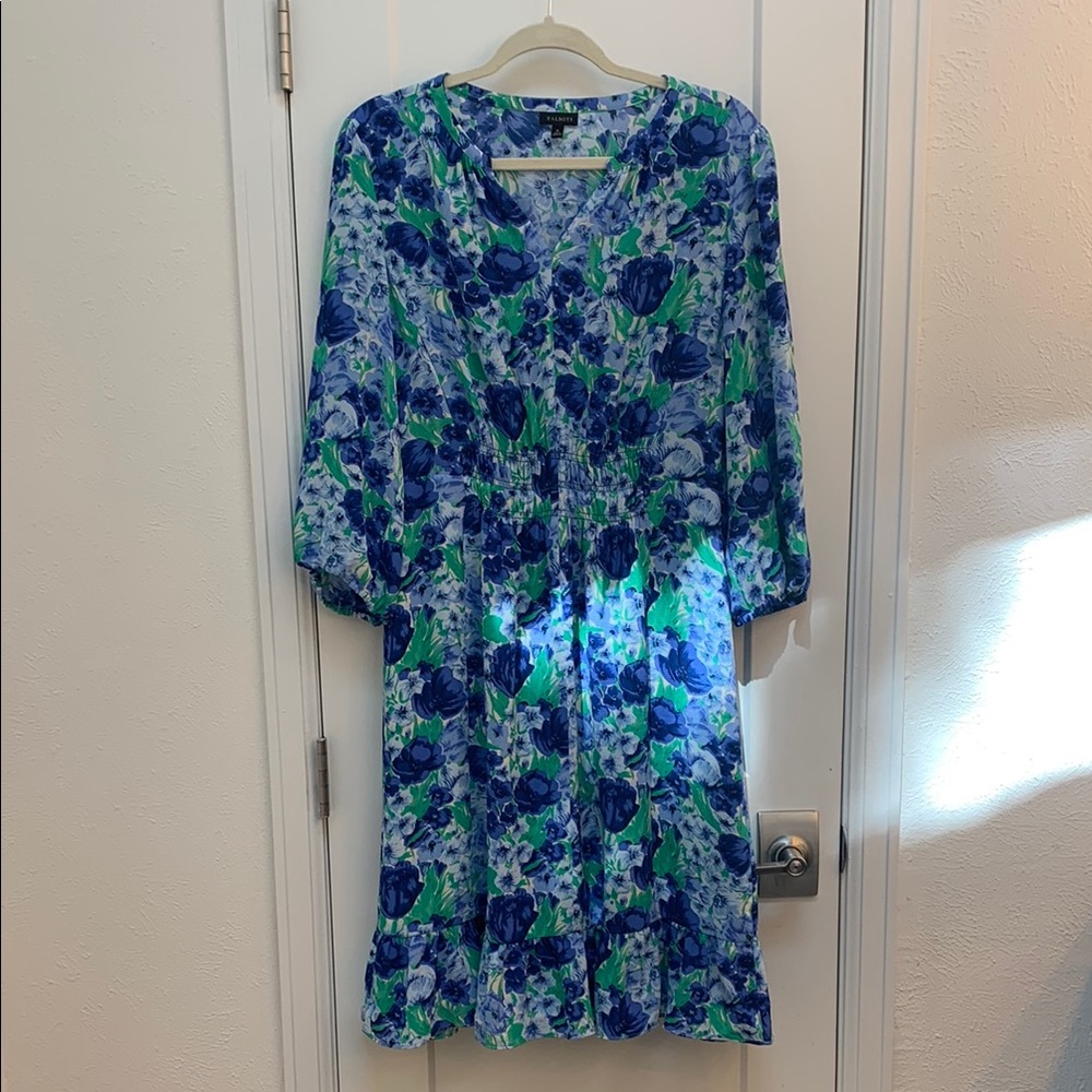 Floral Blue and Green Dress